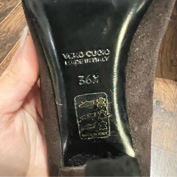 Roberto Festa Milano Italian Dark Brown Suede Pointed Pump Heels Size 36.5/6 - Picture 8 of 10